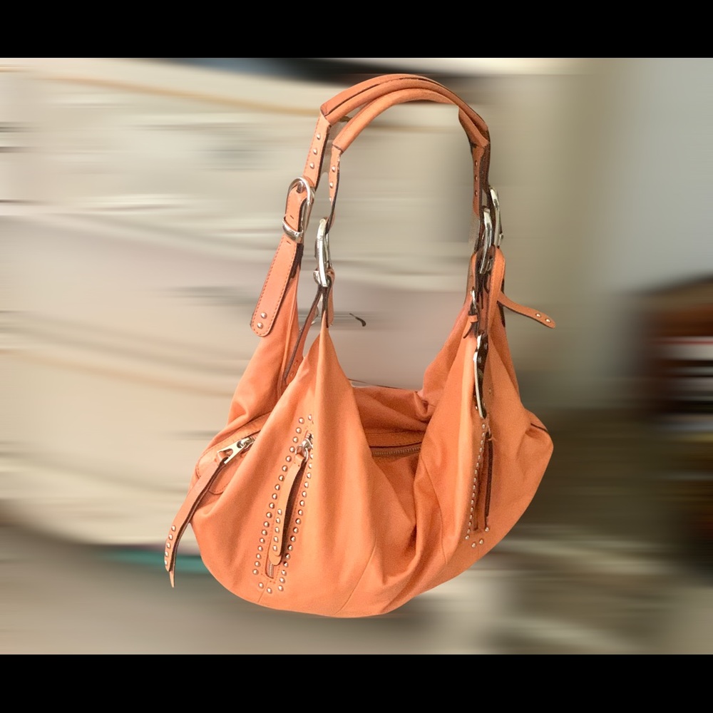 b. makowsky Coral Leather Hobo with Stud and Buckle Details - Picture 10 of 14